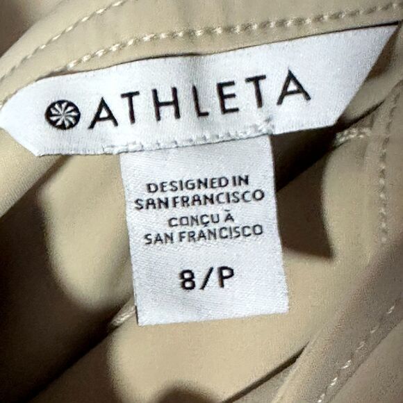 Athleta Tan High Rise Capri Zip Pocket Side Zip Closure 2 reg pockets - Picture 2 of 14